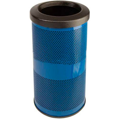 Perforated Stadium Series® Trash Container - 10 Gallon Blue - SC10-01-BL