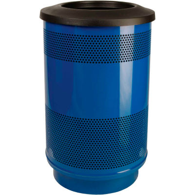 Perforated Stadium Series® Trash Container w/Flat Top - 55 Gallon Blue - SC55-01-BL-FT