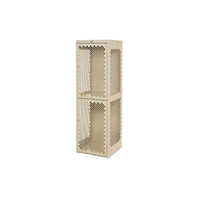Pucel Heavy Duty Extra Wide Vented Steel Locker Double Tier 24x24x74 2 Door Putty