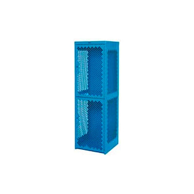 Pucel Heavy Duty Extra Wide Vented Steel Locker Double Tier 24x24x74 2 Door Blue