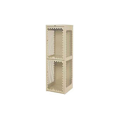 Pucel Heavy Duty Extra Wide Vented Steel Locker Double Tier 24x24x74 2 Door Putty