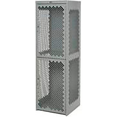 Pucel Heavy Duty Extra Wide Vented Steel Locker Double Tier 18x18x75 2 Door Gray