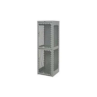Pucel Heavy Duty Extra Wide Vented Steel Locker Double Tier 18x18x75 2 Door Gray