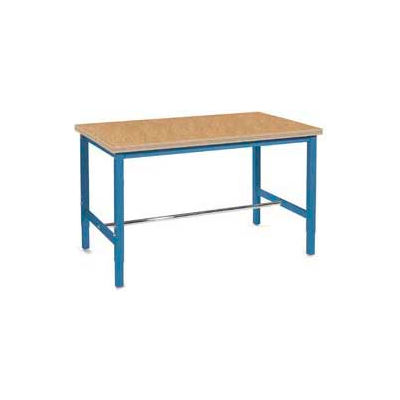 72"W x 30"D Adjustable Height Workbench Square Tubular Leg - Shop Top Safety Edge - Blue