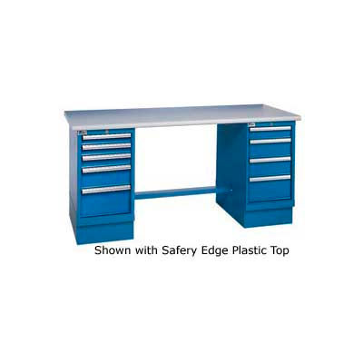 72x30 Square Maple Pedestal Workbench with 8 Drawers