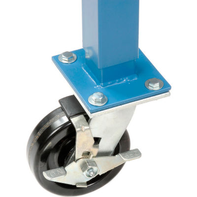 5" Phenolic Swivel Casters with Brakes Blue - Set of 4