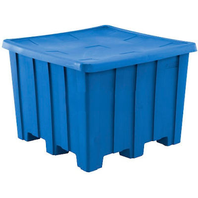 Rotational Molding Plastic Gaylord Pallet Container With Lid 02-307220 - 50x50x36-1/2, Blue