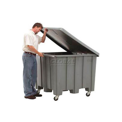 Rotational Molding Plastic Gaylord Pallet Container w/Lid, Casters 02-307220 - 50x50x36-1/2, Natural