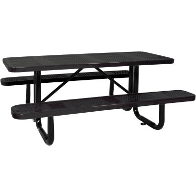 96" Picnic Table Black (ADA) Perforated Metal Surface Mount