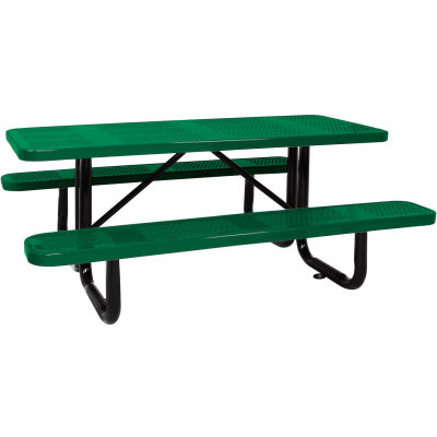 96" Picnic Table Green (ADA) Perforated Metal Surface Mount