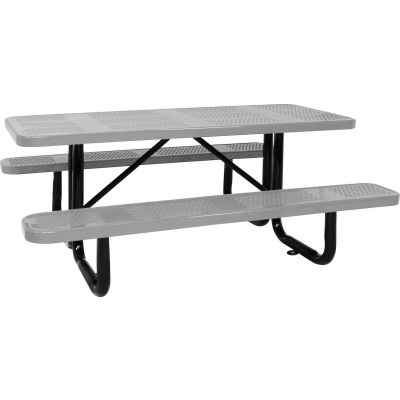96" Picnic Table Gray (ADA) Perforated Metal Surface Mount