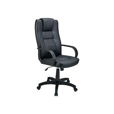 Interion® Executive Chair With Headrest, High Back & Fixed Arms, Leather, Black