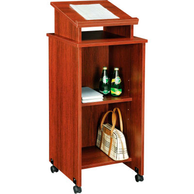 Mobile Podium / Lectern in Mahogany Finish