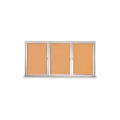 United Visual Products Three-Door Outdoor Corkboard - 96"W x 48"