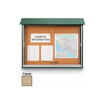 United Visual Products Sliding-Door Outdoor Message Center - 52"W x 40"H - Sand