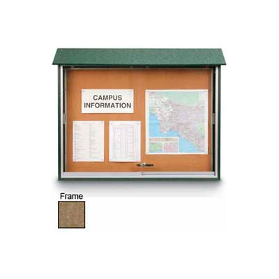 United Visual Products Sliding-Door Outdoor Message Center - 45"W x 30"H - Weathered Wood