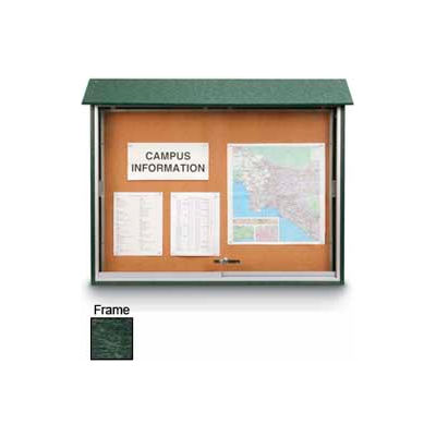 United Visual Products Sliding-Door Outdoor Message Center - 45"W x 36"H - Woodland Green
