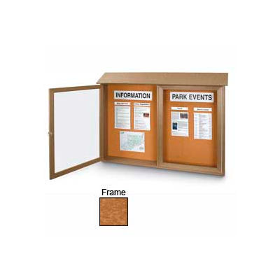 United Visual Products Double-Door Outdoor Message Center - 45"W x 36"H - Cedar