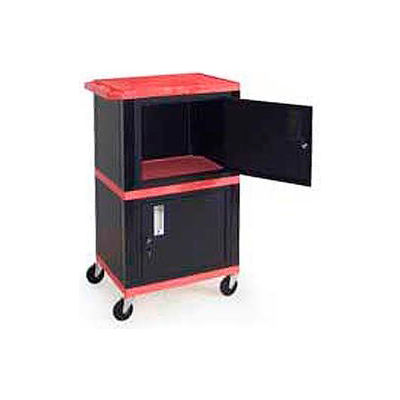 H. Wilson WT50-B Red Industrial Plastic Shelf Mobile Storage Cabinet Truck 250 Lb. Cap.
