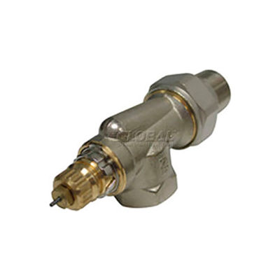 Radiator or baseboard valve body - 1 1/4" side mount, angle for 2-pipe steam