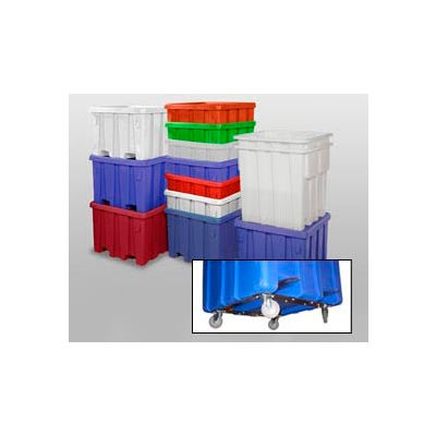 MODRoto Bulk Container With Lid P340-B-5C - 48x48x30 Dumping Bracket and 5" Casters, Gray