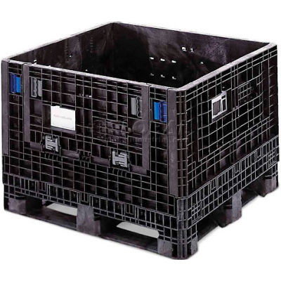 ORBIS GP4048-34 BulkPak Folding Bulk Shipping Container - 48"L x 40"W x 34"H, 2000 Lb. Cap. Black