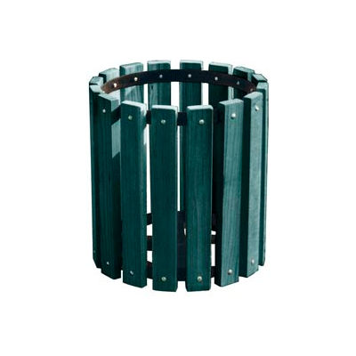 Green Recycled Plastic Garbage Can - 32 Gallon