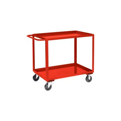 Red All Welded 2 Shelf Stock Cart 36x24 1200 Lb. Cap.