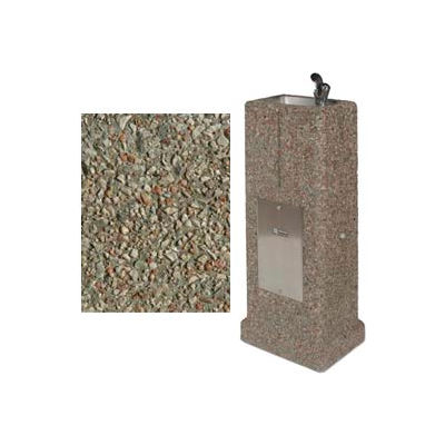 Concrete Upright Outdoor Drinking Fountain, Gray Limestone