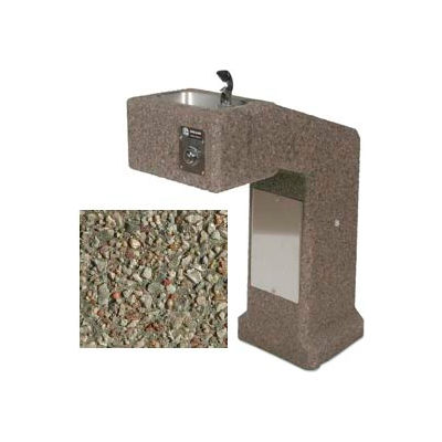 Concrete Outdoor Pedestal Drinking Fountain, ADA, Gray Limestone