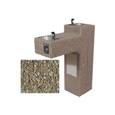 Concrete Dual Outdoor Drinking Fountain ADA Accessible - Gray Limestone