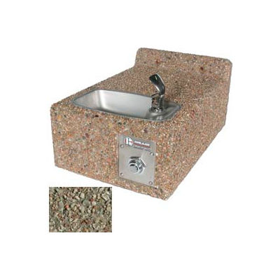 Concrete Outdoor Wall Mount Drinking Fountain, ADA, Gray Limestone