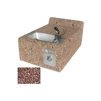 Concrete Outdoor Wall Mount Drinking Fountain, ADA, Red Quartzite