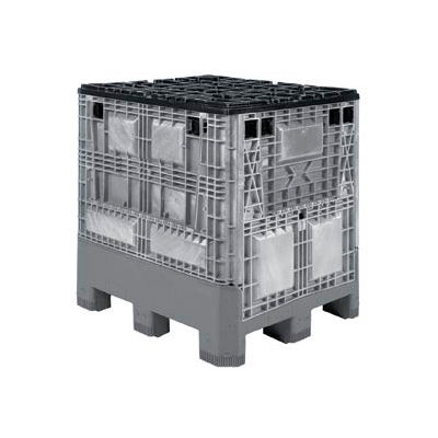 Buckhorn BG4840460251001 Folding Bulk Shipping Container - 48"L x 40"W x 46"H, 1200 Lb. Cap. Gray