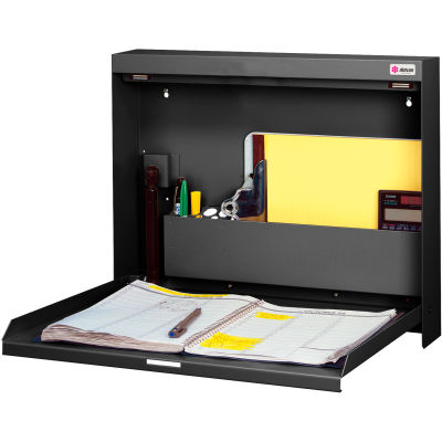 Datum WallWrite® Folding Wall Mount Desk WW-101-T25 Non-Locking 20"W x 3-3/8" x 16-3/8"H Black