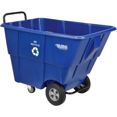 Global Industrial Standard Duty Plastic Recycling Tilt Truck,1/2 Cu. Yd. Cap,750 Lbs. Cap,Blue