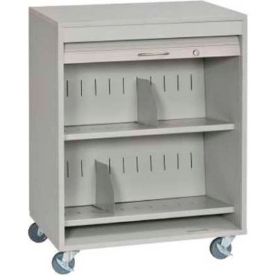Sandusky Buddy Locking HIPAA Medical Cart with Tambour Door, Platinum
