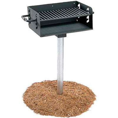 ADA Rotating Pedestal Outdoor Grill With 3-1/2" Dia. Post(300 Sq. In. Cooking Surface)