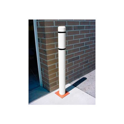 7"x 52" Bollard Cover - White Cover/Black Tapes