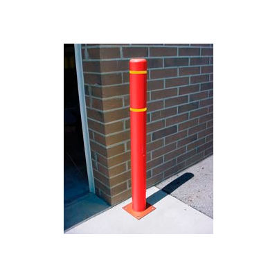 7"x 72" Bollard Cover - Red Cover/Yellow Tapes