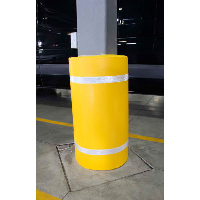 44"H X 72"W Soft Nylon Column Protector - Yellow Cover/White Tapes - Pkg Qty 6