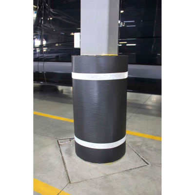 44"H x 72"W Soft Nylon Column Protector - Black Cover/White Tapes
