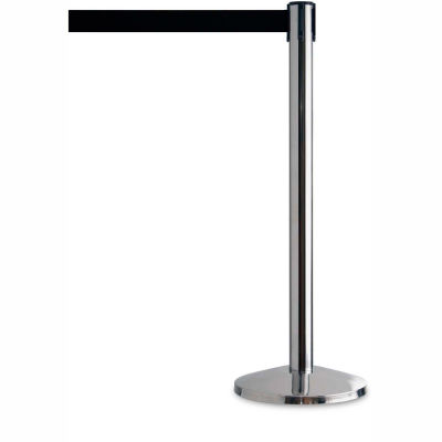 Tensator Safety Crowd Control Queue Post, Polished Chrome With 7'6" Black Belt - Pkg Qty 2