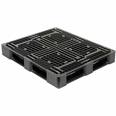 Rackable Plastic Pallet Black HDPE 48x40 Fork Capacity 4000 Lbs