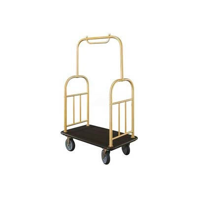 Glaro Ball Top Bellman Cart 40x25 Satin Brass Black Carpet, 4 Rubber Wheels