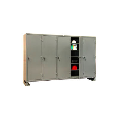 Strong Hold® Multi-Shift Personal Locker 106-MS-2425 - Single Tier 122x24x78 5 Door Gray