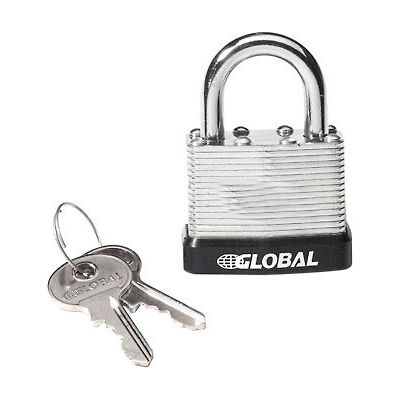 General Security Laminated Steel Padlock with Bumper and Two Keys - Keyed Differently