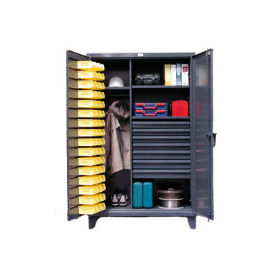 Strong Hold® Heavy Duty Bin Cabinet 46-WBD-243-7DBLD - With 48 Bins And Drawers 48x24x78 ...