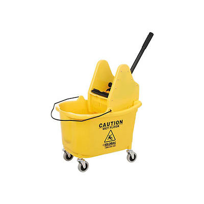 Global Industrial Mop Bucket And Wringer Combo 38 Qt., Down Press, Yellow