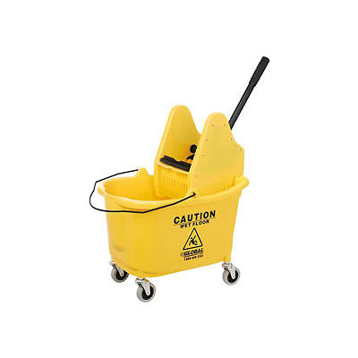 Global Industrial™ Mop Bucket And Wringer Combo 38 Qt., Down Press, Yellow